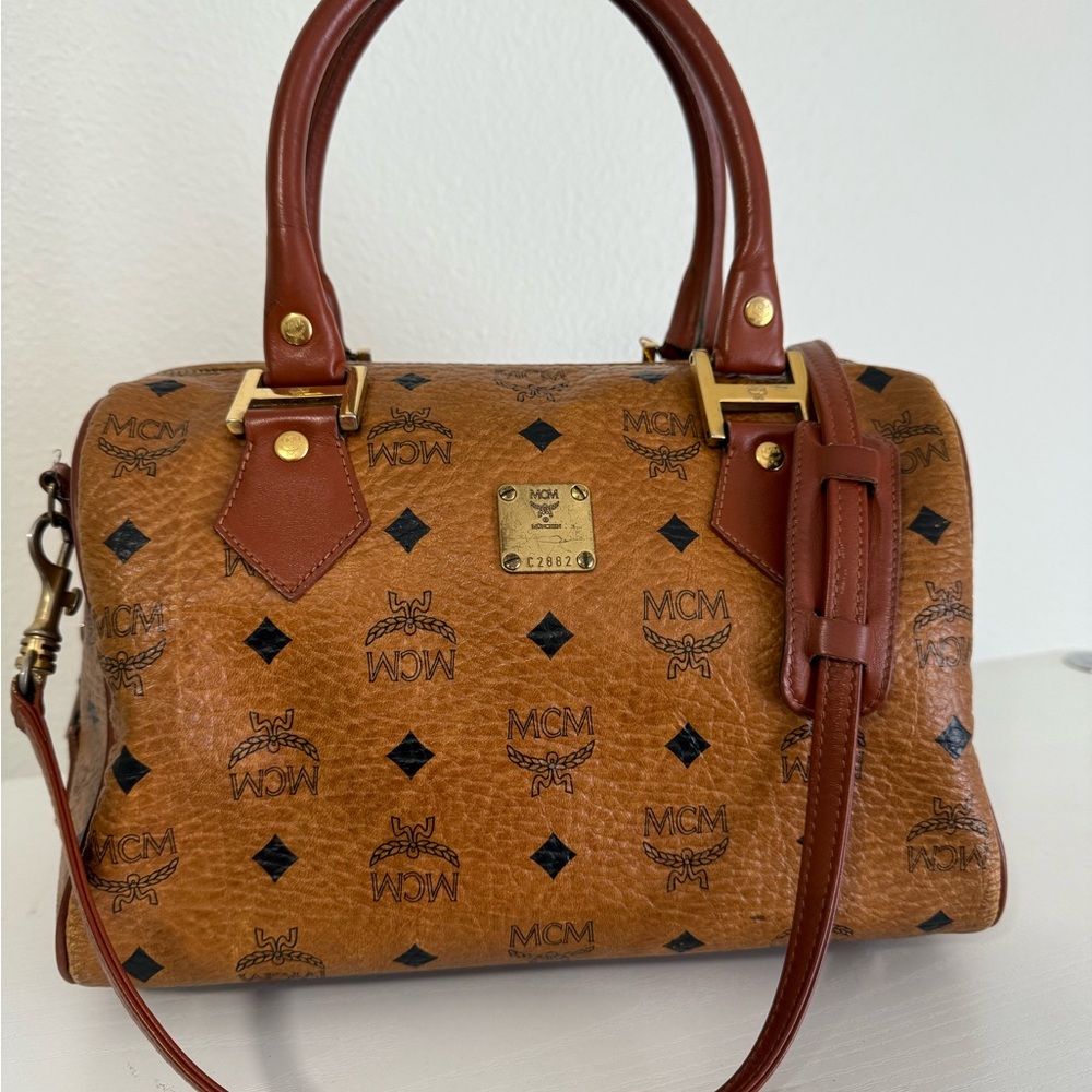 MCM Tan Leather Satchel Bag